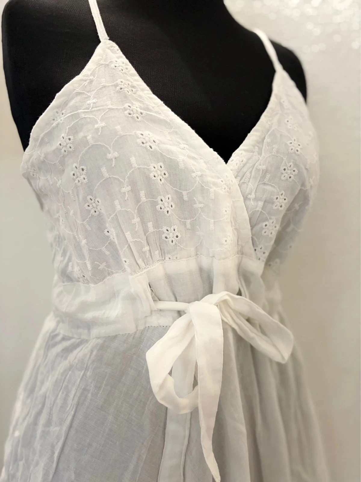 🤍 Vestido bohemio blanco con bordado inglés 100% algodón – Talla XL 🤍 – photo 3